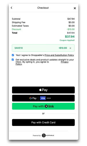 Coupon Code Preview