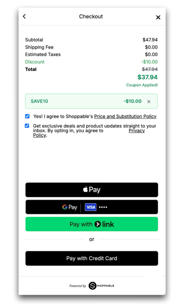 Coupon Code Preview
